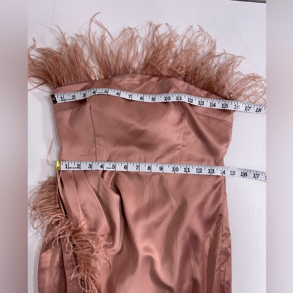 NWT Blithe strapless feather formal gown blush pi… - image 10